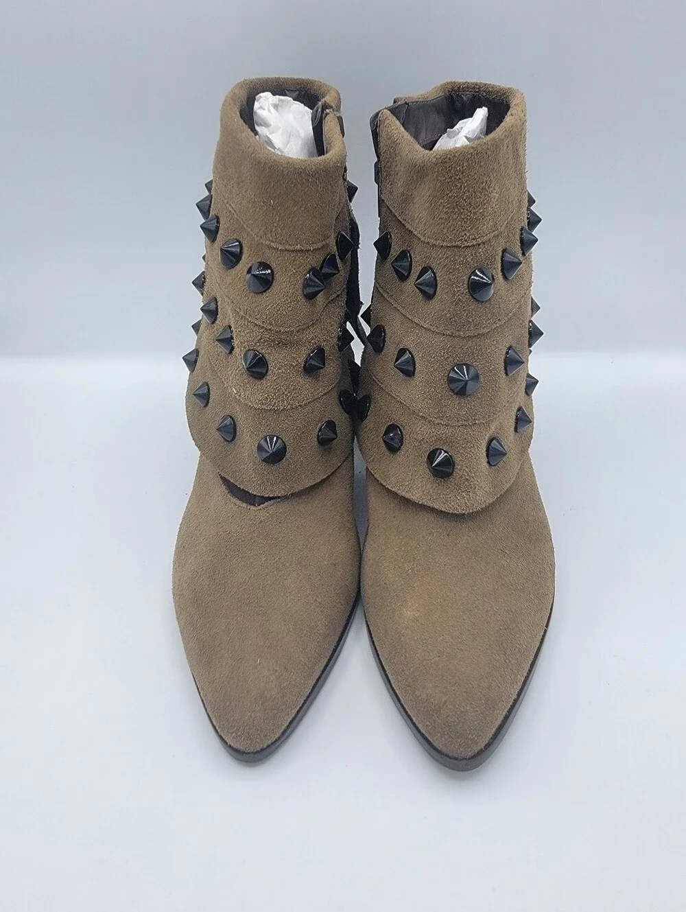 FerrucciStudded Suede Ankle Boots - Olive Taupe